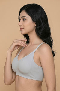 Zivame Padded Non Wired 3/4th Coverage Tshirt Bra - Grey Melange — thumbnail 3